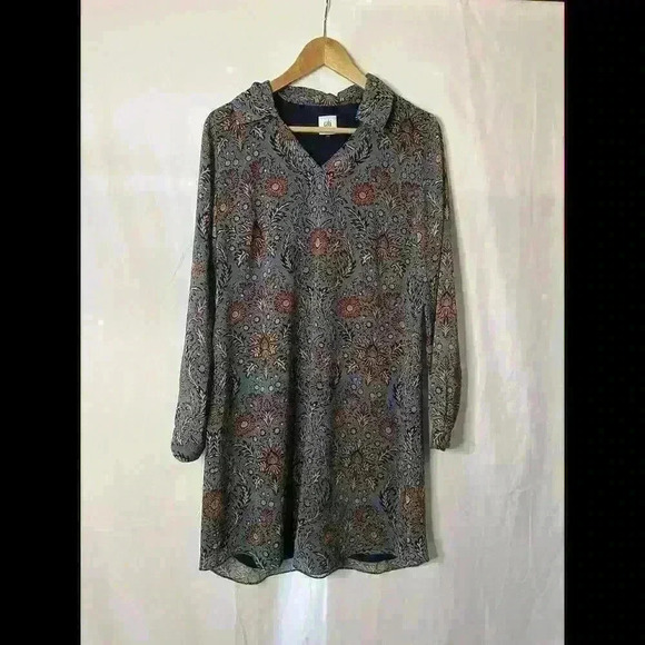 Cabi  Womens Blue Brown Provincial Floral Printed Dress Shift Size S, Boho - Picture 1 of 5